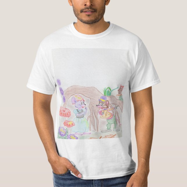Custom Kids Artwork, two cute mouse, flowers.... T-Shirt (Front)