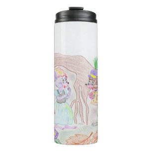 Custom Kids Artwork, two cute mouse, flowers.... Thermal Tumbler