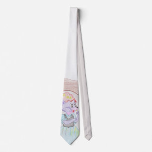 Custom Kids Artwork, two cute mouse, flowers.... Tie