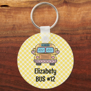 Custom Kids Backpack Bus Info Tag Key Ring