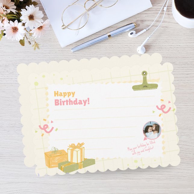 Custom Kids Birthday Card - Pastel Photo Note (Custom Kids Birthday Card - Pastel Photo Note)
