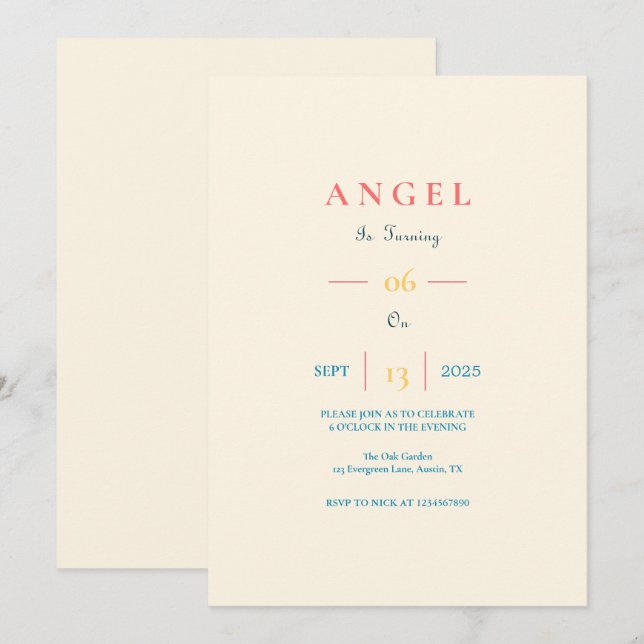 Custom Kids Birthday Invitation card (Front/Back)