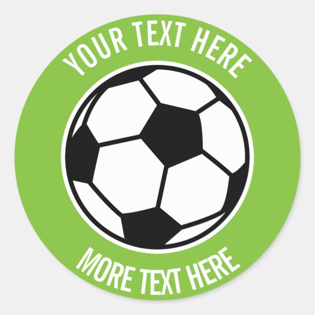 Custom kids Birthday party favour soccer ball spor Classic Round Sticker (Front)