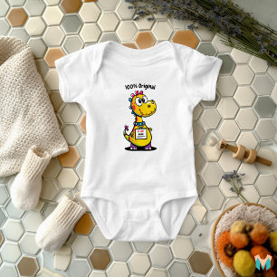 Custom Kids Dinosaur with Name and Phone Tag Baby Bodysuit