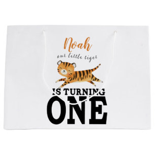 Custom Kids First Birthday Monogram Large Gift Bag