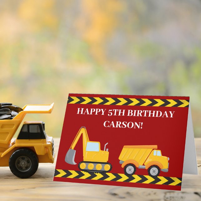 Custom Kids Happy Birthday Red Dump Truck Card (Creator Uploaded)