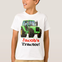 Custom Kids Name Big Green Farm Tractor