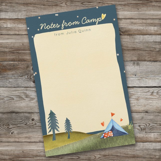 Custom Kid's Name Camp Stationery Watercolor Tent  (Creator Uploaded)