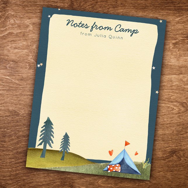 Custom Kid's Name Camp Stationery Watercolor Tent  Notepad (Creator Uploaded)