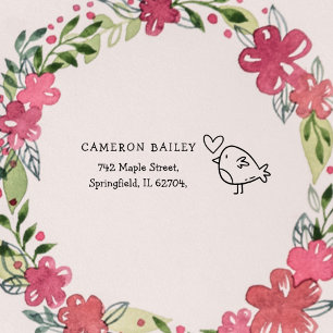 Custom Kids Name & Return Address with Hand-Drawn Rubber Stamp