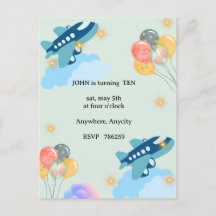 Custom Kids Party Invite with Clouds & Balloons