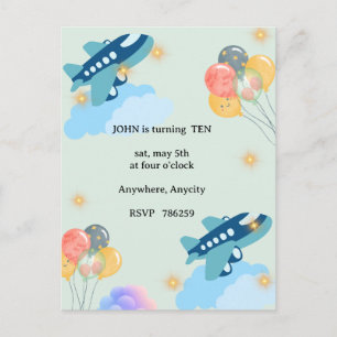 Custom Kids Party Invite with Clouds & Balloons