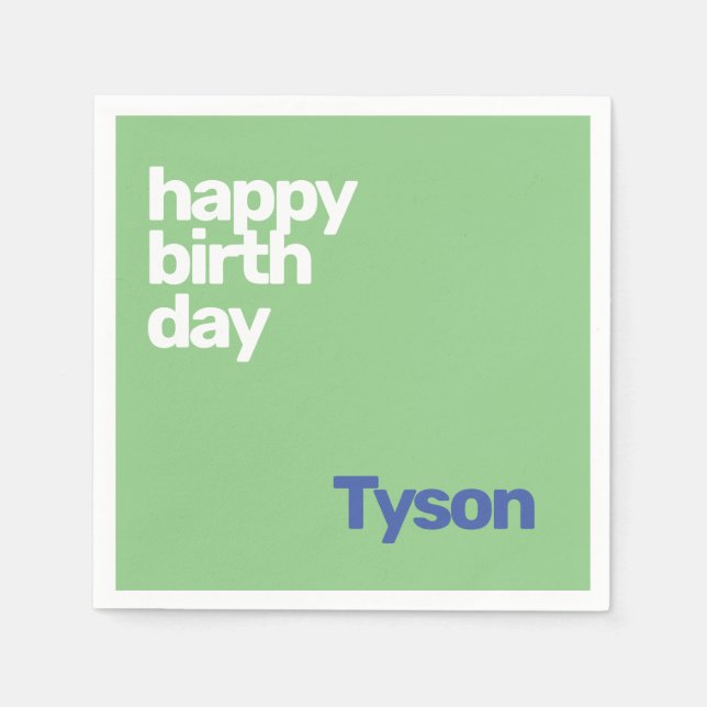 custom kids party napkin Happy Birthday minimal (Front)