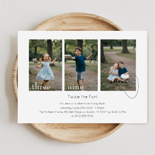 Custom Kids Photo Collage Double Birthday Party Invitation