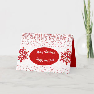 Custom Kid's Red White Merry Christmas Snowflakes  Holiday Card