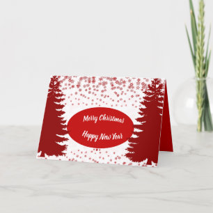 Custom Kid's Red White Merry Christmas Tree Holiday Card