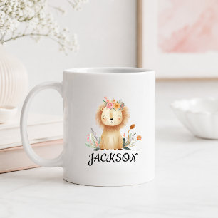 Custom Kids Safari Lion Name Coffee Mug