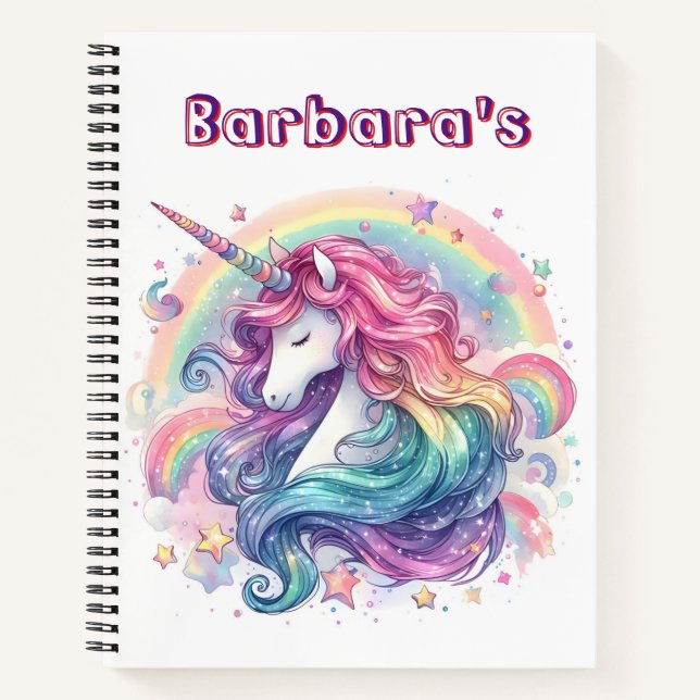 Custom Kids Sketch Unicorn Notebook (Front)