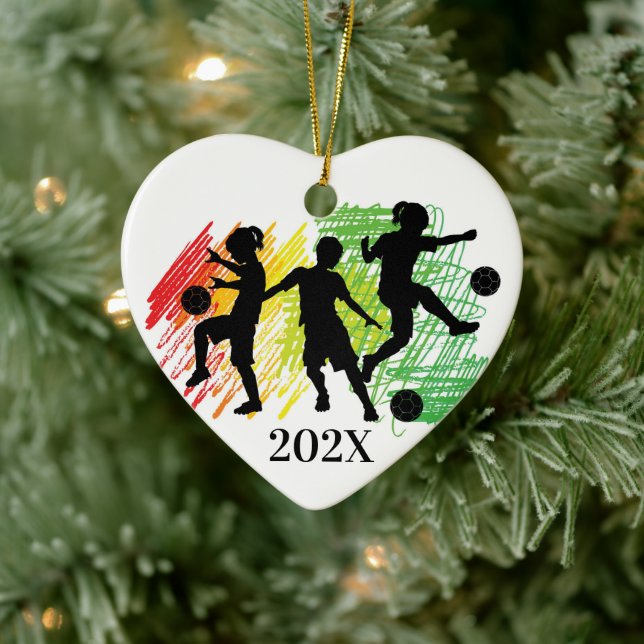 Custom Kids Soccer Player Christmas Ceramic Orname Tree Decoration (Tree)