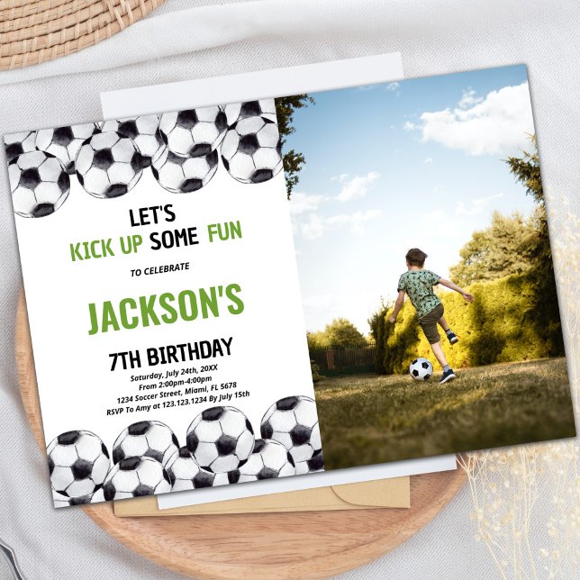 Custom Kids Sports Party Invite (Soccer Birthday Invitations with photo)