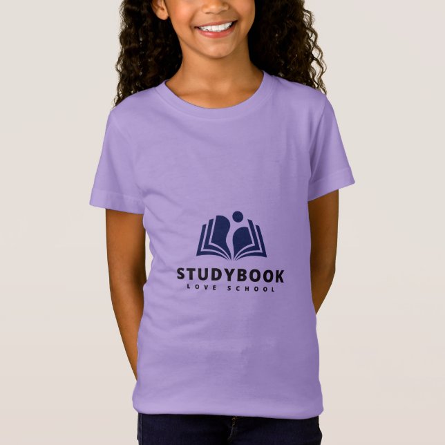 Custom Kids Study Book School T-Shirt | Purple  (Front)