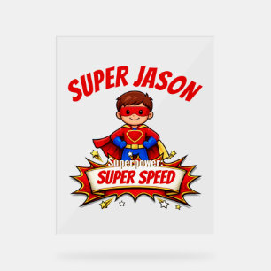 Custom Kids Superhero Name Acrylic Sign