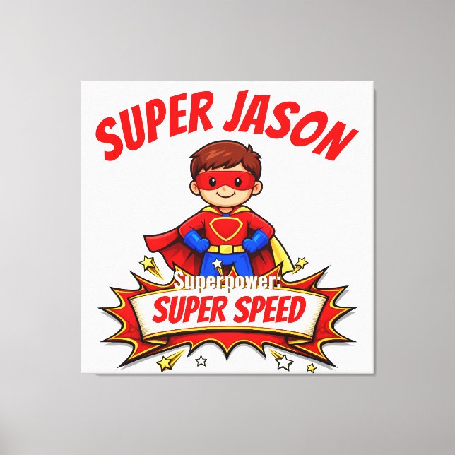 Custom Kids Superhero Name Canvas Print (Front)