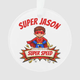 Custom Kids Superhero Name Ornament