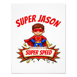 Custom Kids Superhero Name Photo Print