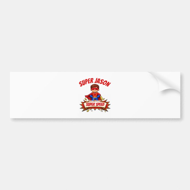 Custom Kids Superhero Name & Superpower Bumper Sticker (Front)