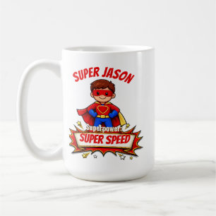 Custom Kids Superhero Name & Superpower Coffee Mug