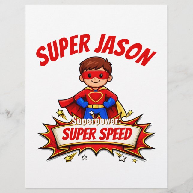 Custom Kids Superhero Name & Superpower Letterhead (Front)