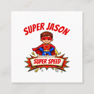 Custom Kids Superhero Name & Superpower  Loyalty Card