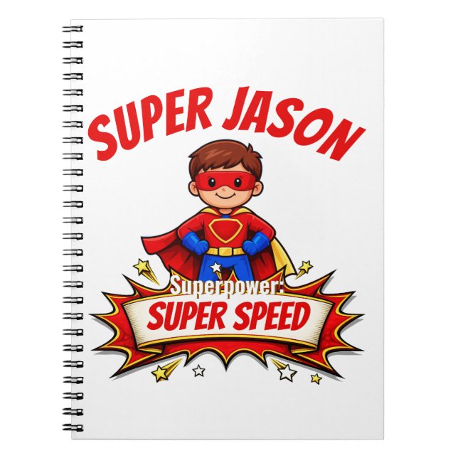 Custom Kids Superhero Name & Superpower Notebook (Front)