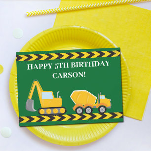 Custom Kids Trucks Green Boys Happy Birthday Card