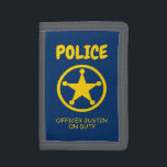 Custom kid's wallet with yellow police badge logo<br><div class="desc">Custom kid's wallet with yellow police badge logo and name. Personalised Birthday gift idea for children. Fun yellow police star design for boys or girls who love playing cops and robbers. Law enforcement theme accessories. Cute gift for son, grandson, nephew, play friends etc. Arrest, put a criminal in jail, guard...</div>