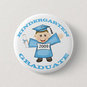 Custom Kindergarten Blue Girl Graduate 6 Cm Round Badge
