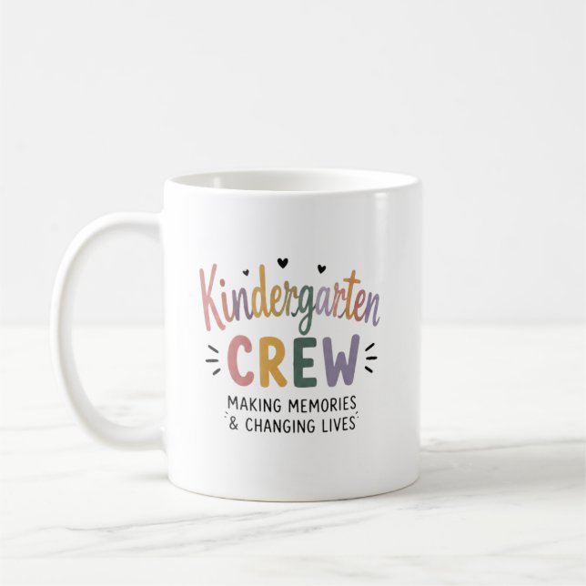 Custom Kindergarten Crew Teacher Appreciatio Coffee Mug (Left)