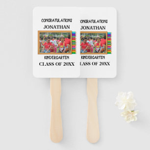 Custom kindergarten graduate chalkboard photo hand fan