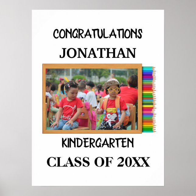 Custom kindergarten graduate chalkboard photo poster (Front)