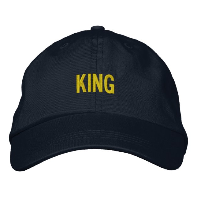Custom KING Embroidered Adjustable Navy-Hat Style Hat (Front)