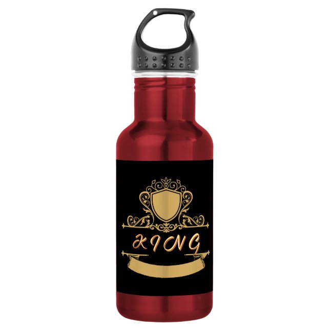 Custom KING Golden Shield Emblem Hydration Vessel 532 Ml Water Bottle (Front)