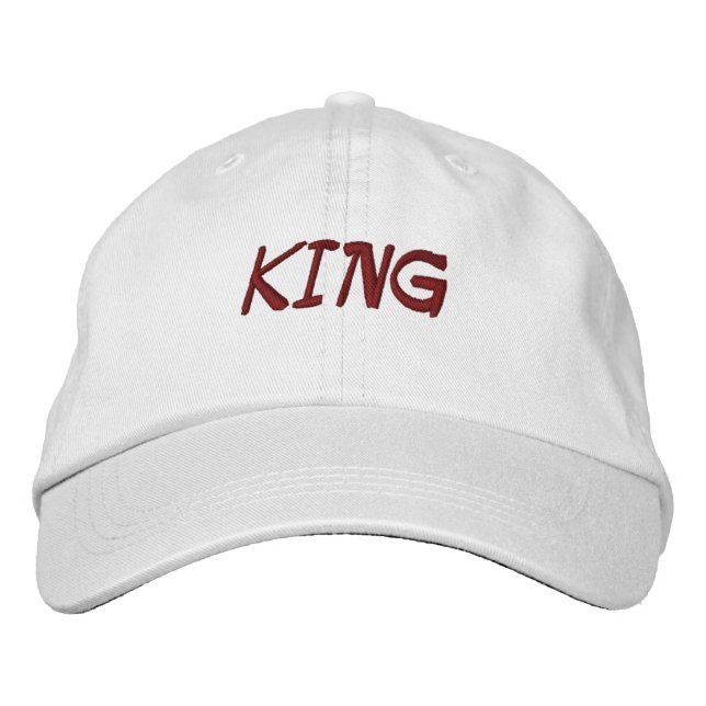Custom King Name White colour Baseball Embroidered Hat (Front)