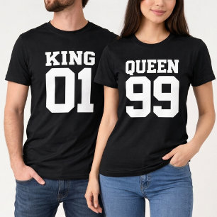 Custom King Queen Matching Jersey  T-Shirt