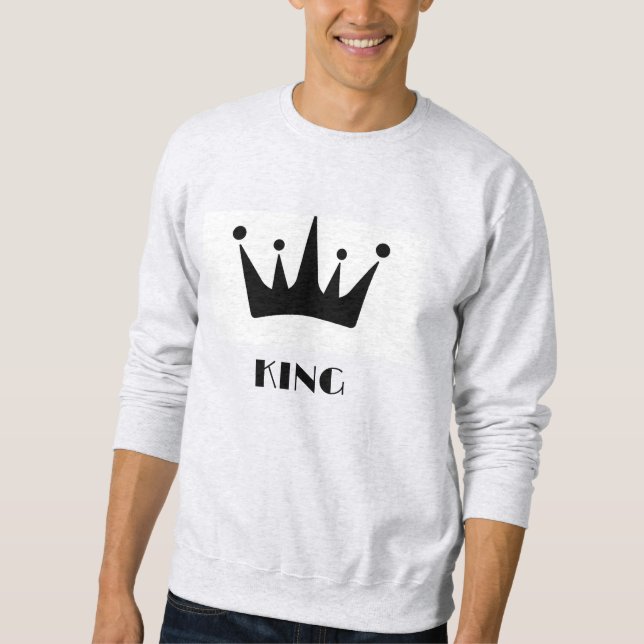 Custom King Text Black Colour Crown Image Basic As Sweatshirt (Front)