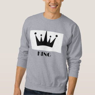 Custom King Text Black Crown Image Basic Grey Sweatshirt
