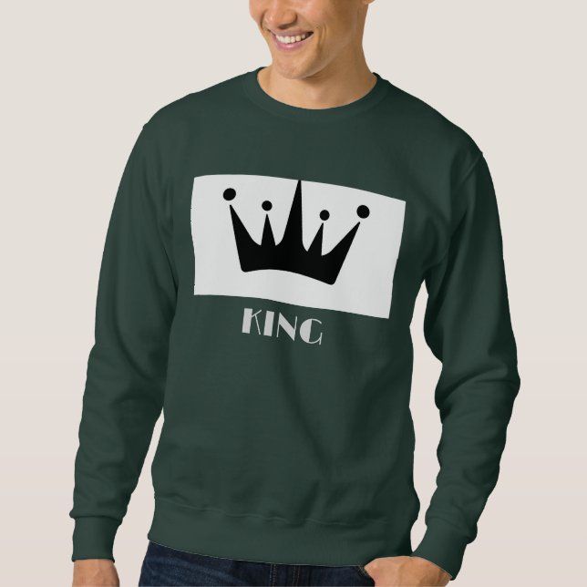 Custom King Text Black Crown Image Deep Forest Sweatshirt (Front)