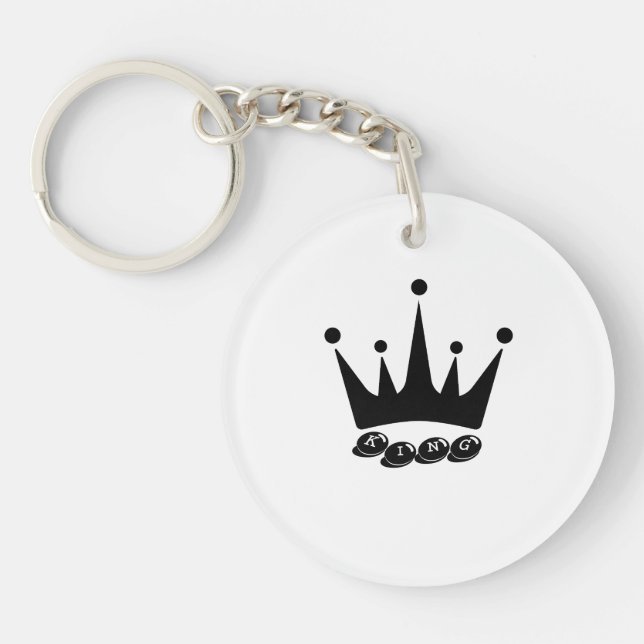Custom King text Crown Image Circle single-sided Key Ring (Front)