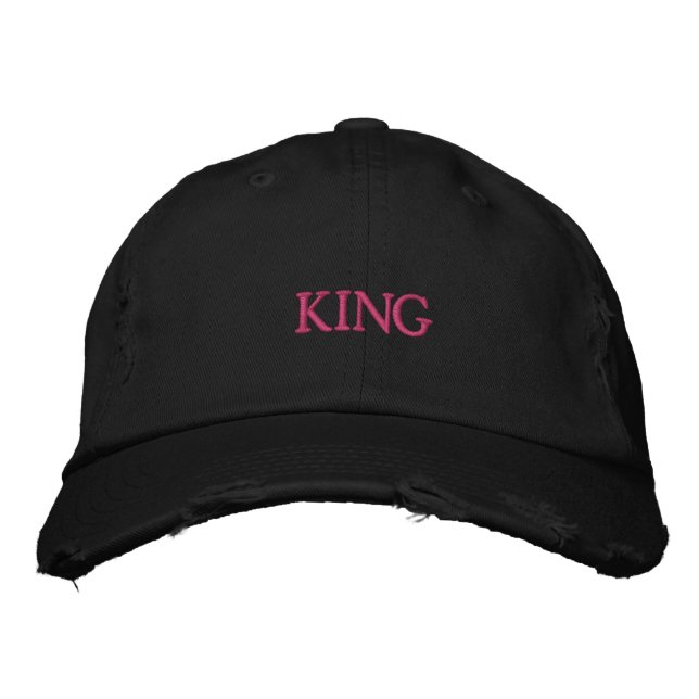 Custom KING Text Elevate your Casual Style-Cap Men Embroidered Hat (Front)