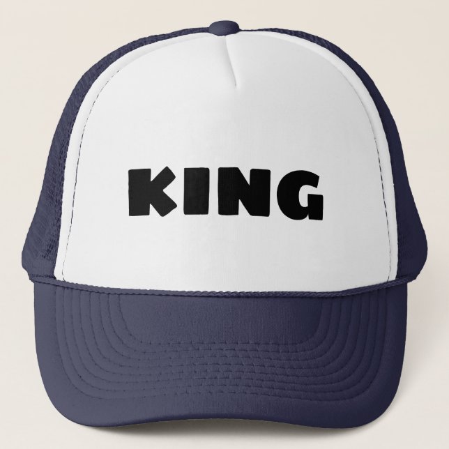 Custom King text name Caps Hats Cool Trucker (Front)